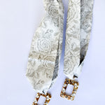 Scarf Necklace - Sage Floral & Crystal-110 Jewelry & Hair-HART DESIGNS-July & June Women's Fashion Boutique Located in San Antonio, Texas