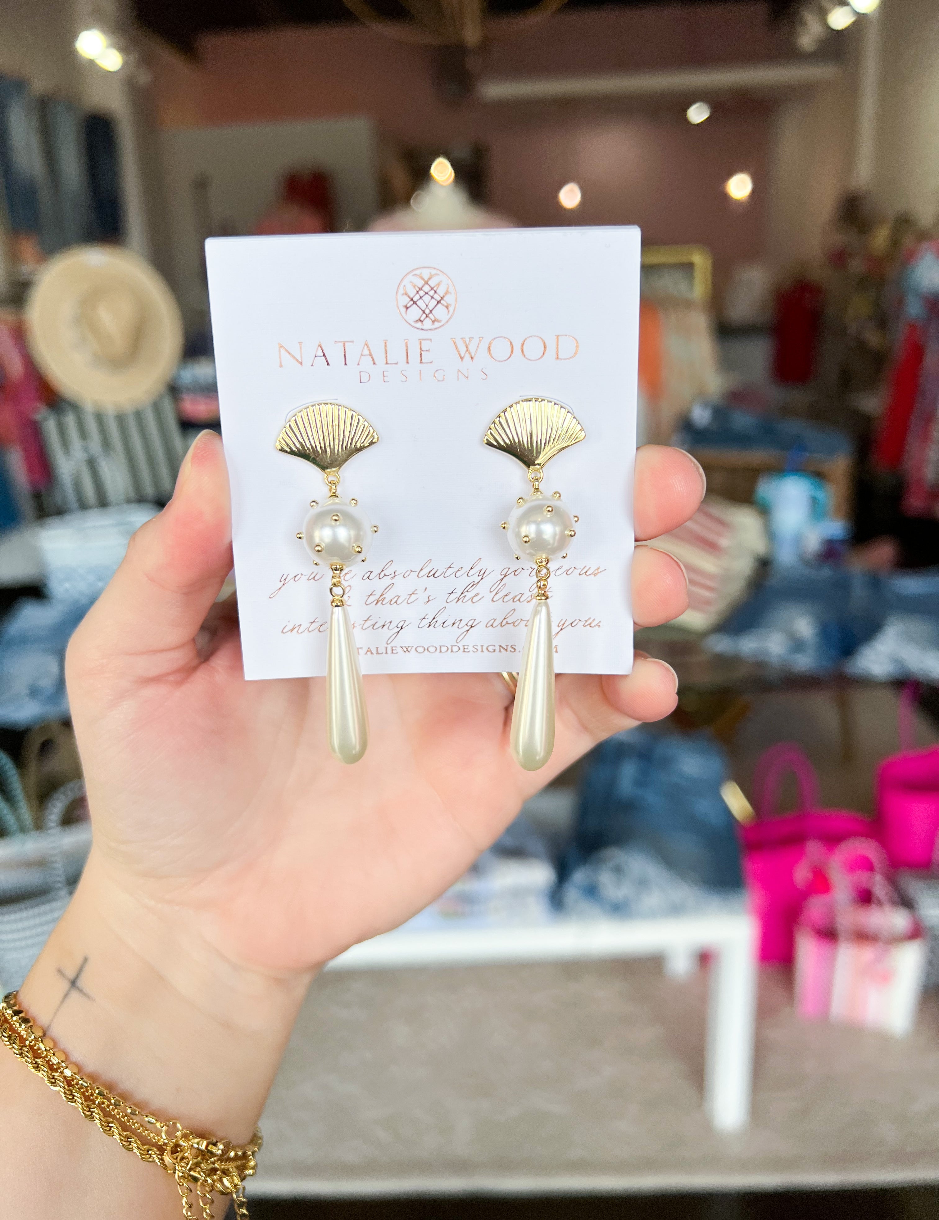 Natalie Wood - Carolina Statement Earrings in Pearl-110 Jewelry & Hair-Natalie Wood-July & June Women's Fashion Boutique Located in San Antonio, Texas