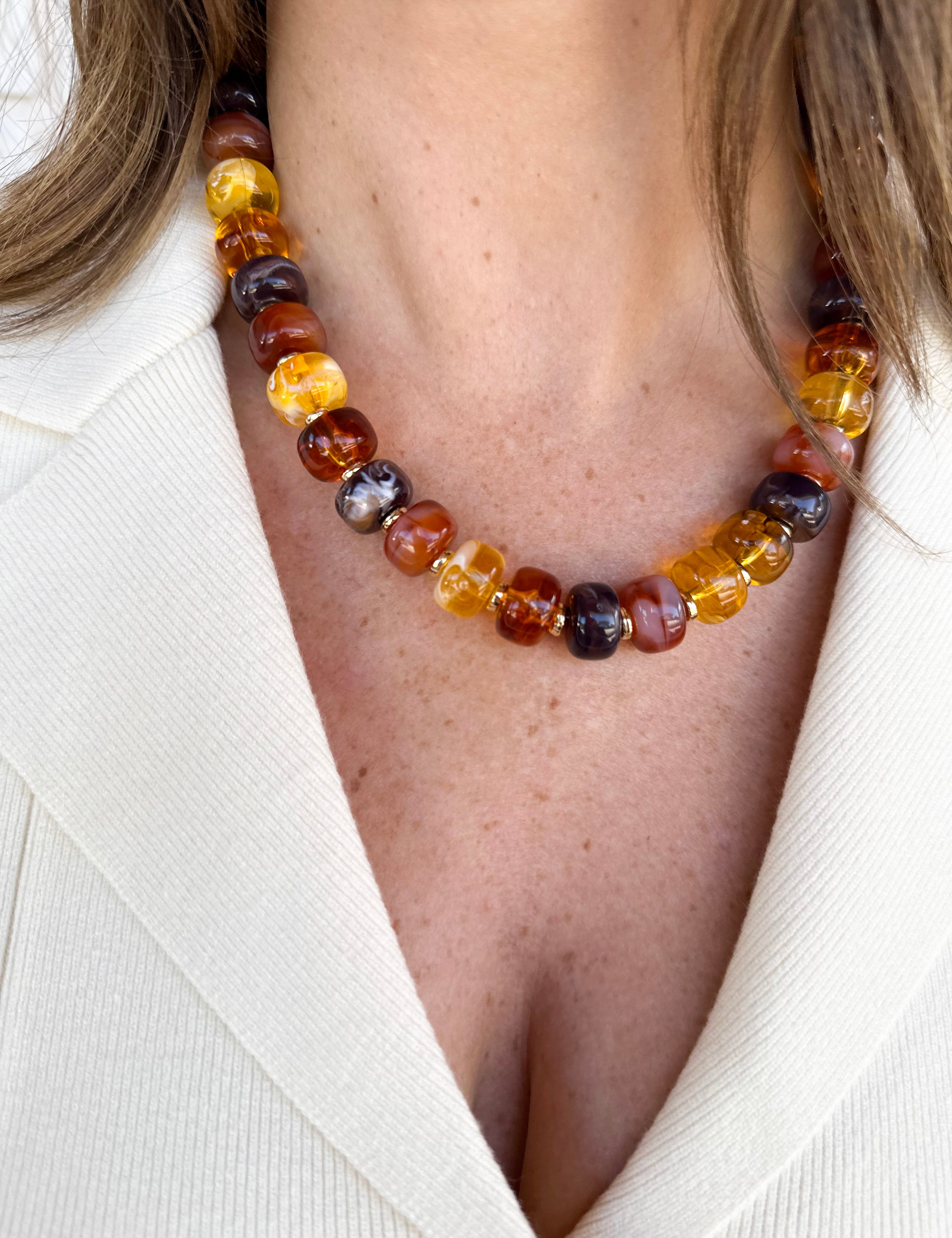 Morris Beaded Necklace - Tortoise-110 Jewelry & Hair-Gemelli-July & June Women's Fashion Boutique Located in San Antonio, Texas