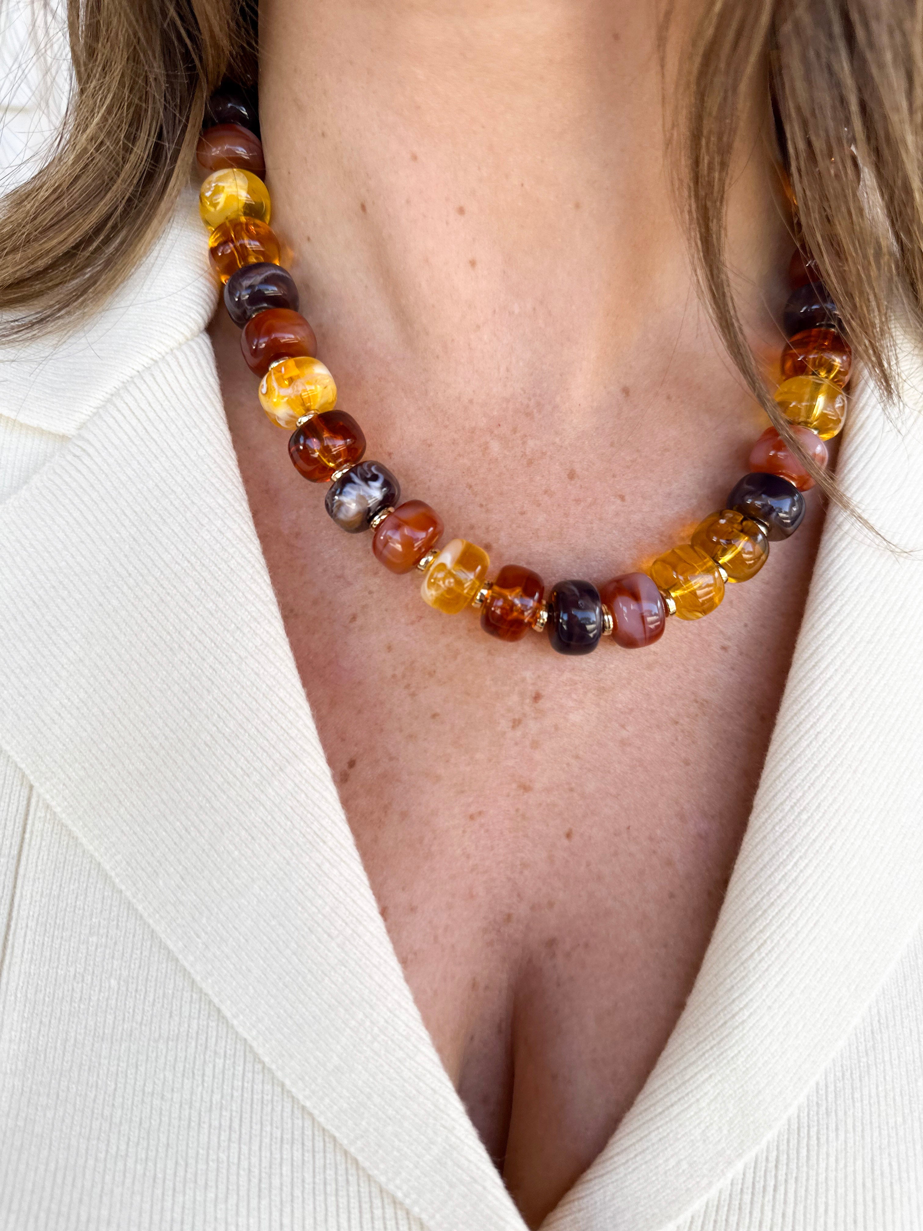 Morris Beaded Necklace - Tortoise-110 Jewelry & Hair-Gemelli-July & June Women's Fashion Boutique Located in San Antonio, Texas