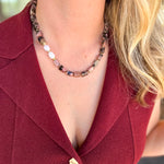 Cloud Beaded Necklace - Pink/Black Agate with Pearl-130 Accessories-Gemelli-July & June Women's Fashion Boutique Located in San Antonio, Texas