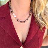 Cloud Beaded Necklace - Pink/Black Agate with Pearl-130 Accessories-Gemelli-July & June Women's Fashion Boutique Located in San Antonio, Texas
