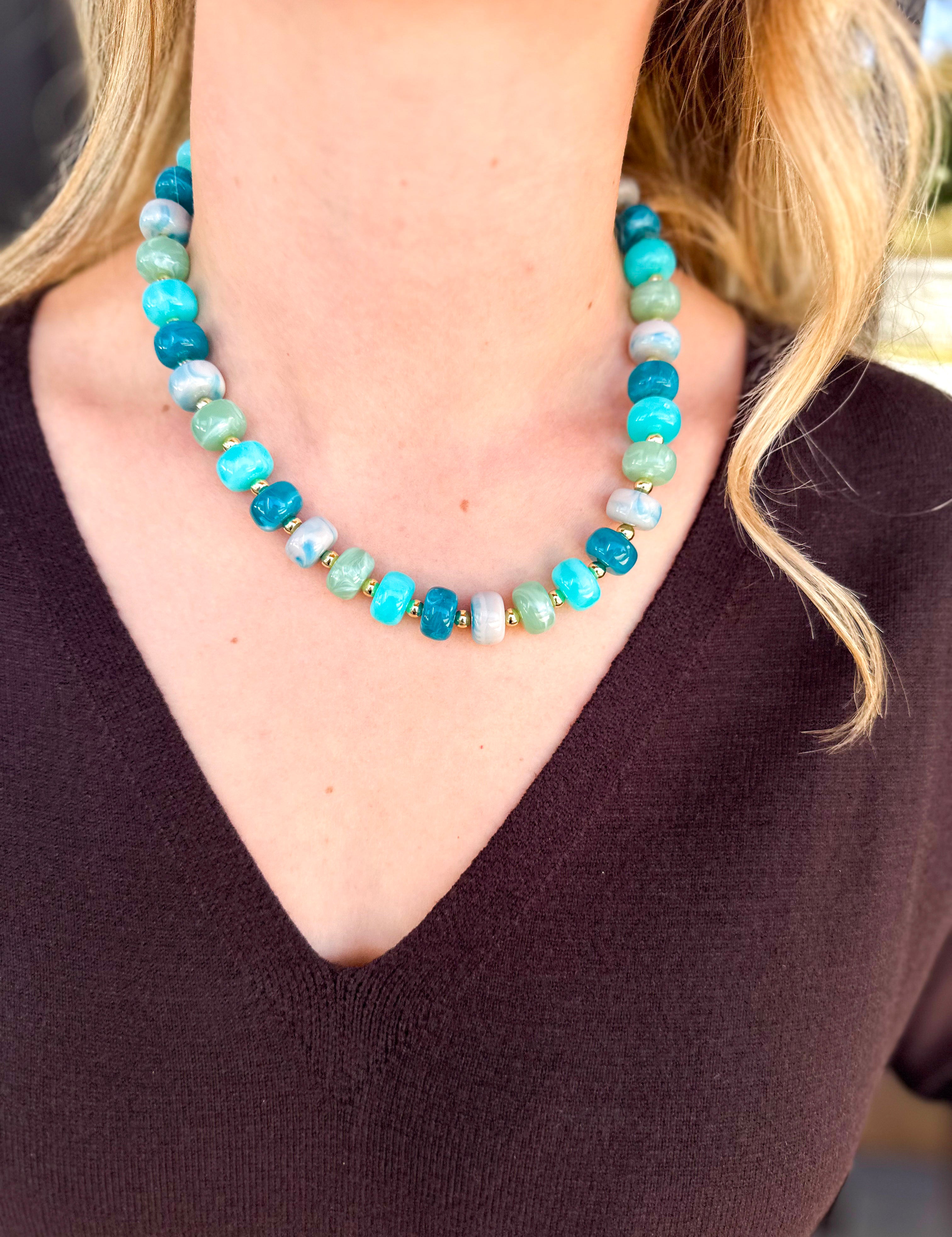 Kenny Beaded Necklace - Blue Mix-110 Jewelry & Hair-Gemelli-July & June Women's Fashion Boutique Located in San Antonio, Texas