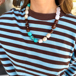 Flint Beaded Necklace - Turquoise/Tortoise-130 Accessories-Gemelli-July & June Women's Fashion Boutique Located in San Antonio, Texas