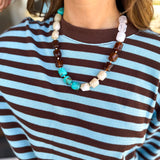 Flint Beaded Necklace - Turquoise/Tortoise-130 Accessories-Gemelli-July & June Women's Fashion Boutique Located in San Antonio, Texas