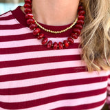 Liberty Beaded Necklace - Red-110 Jewelry & Hair-Gemelli-July & June Women's Fashion Boutique Located in San Antonio, Texas