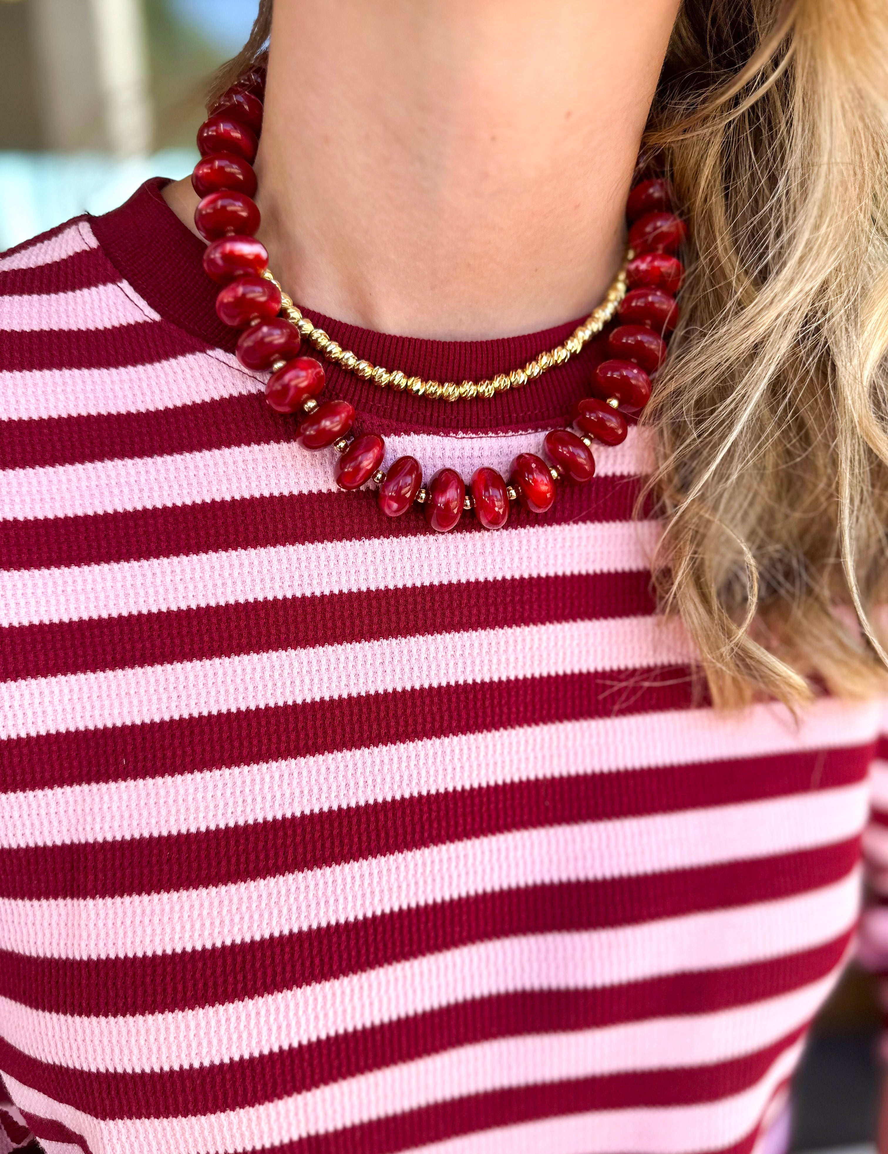 Liberty Beaded Necklace - Red-110 Jewelry & Hair-Gemelli-July & June Women's Fashion Boutique Located in San Antonio, Texas