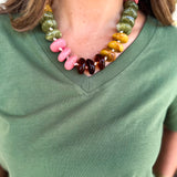 Delray Beaded Necklace - Blush/Green Mix-110 Jewelry & Hair-Gemelli-July & June Women's Fashion Boutique Located in San Antonio, Texas