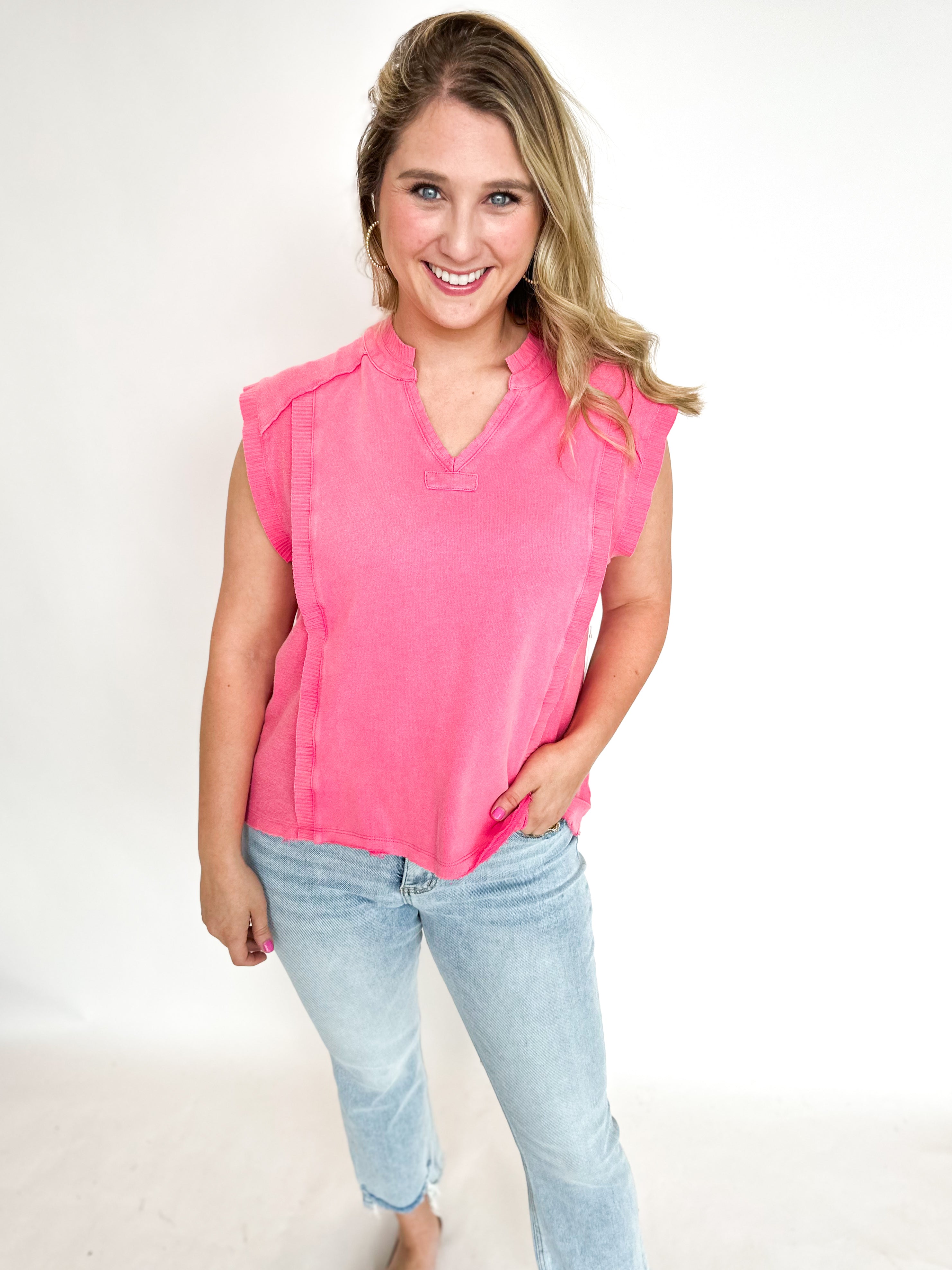 Pink Casual Cute Tee-200 Fashion Blouses-FATE-July & June Women's Fashion Boutique Located in San Antonio, Texas