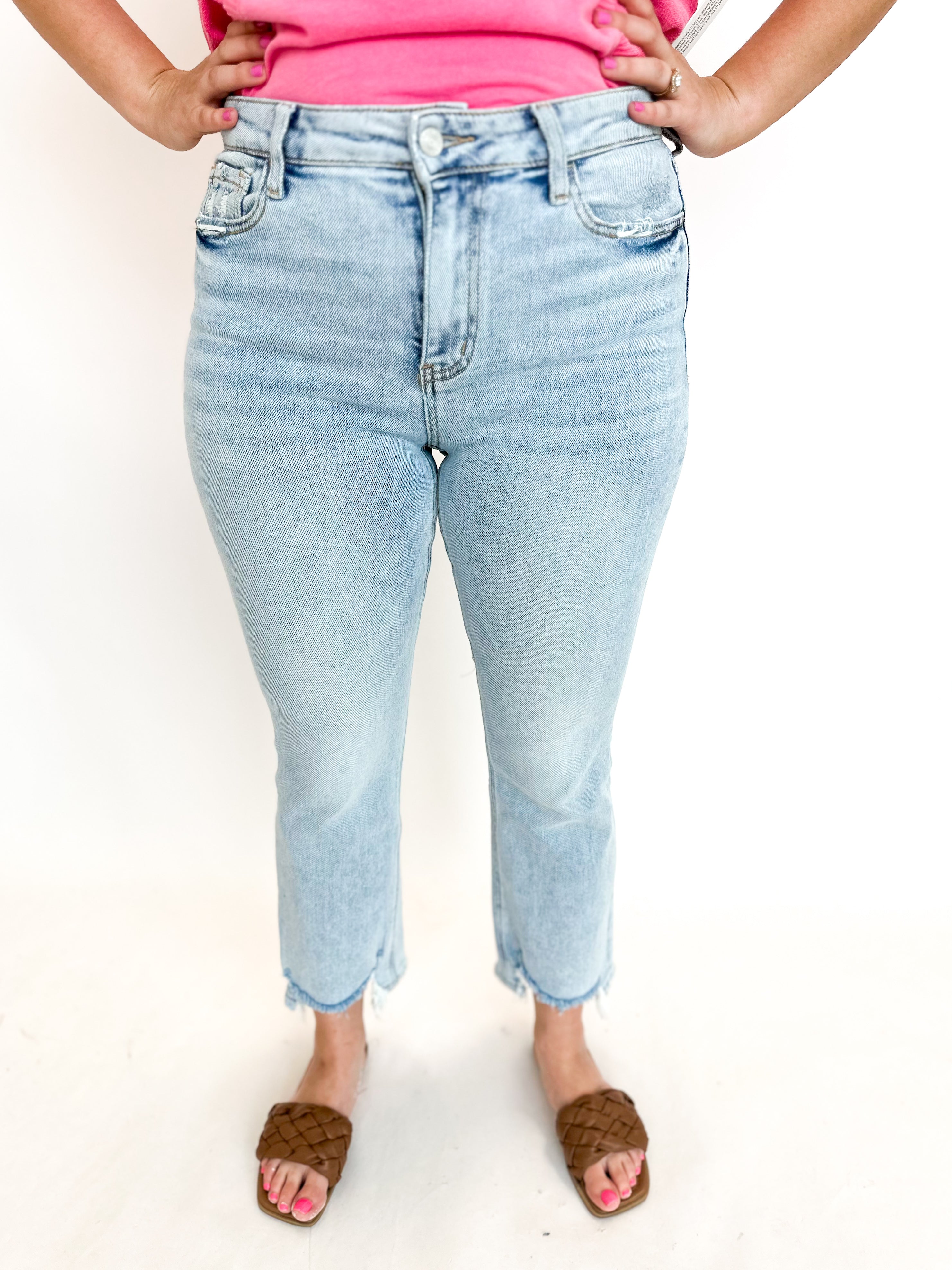 Vervet High Rise Light Wash Kick Flare Jeans-400 Pants-VEVERT BY FLYING MONKEY-July & June Women's Fashion Boutique Located in San Antonio, Texas