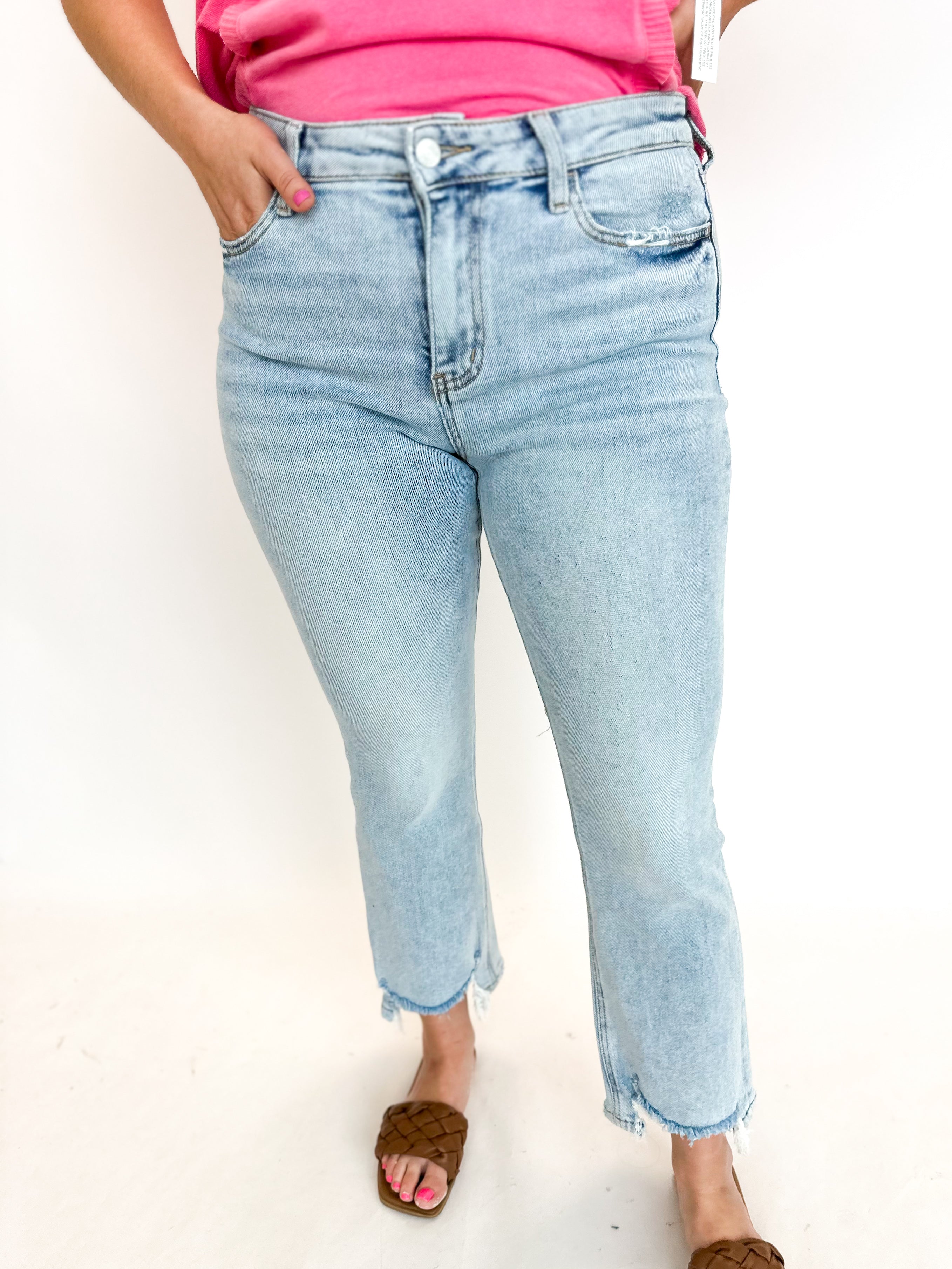 Vervet High Rise Light Wash Kick Flare Jeans-400 Pants-VEVERT BY FLYING MONKEY-July & June Women's Fashion Boutique Located in San Antonio, Texas