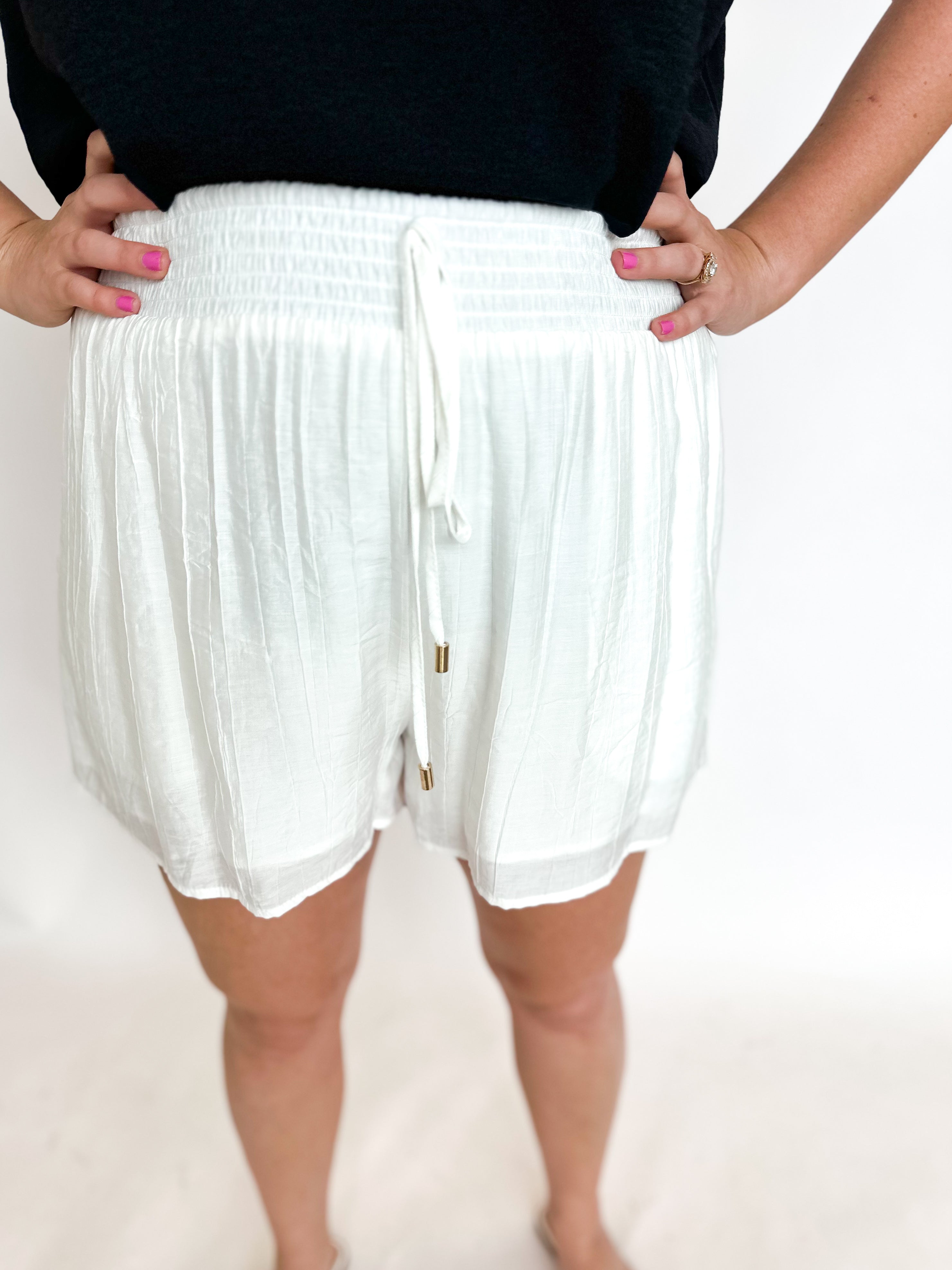 Everyday Comfy Shorts - White-410 Shorts/Skirts-ALLIE ROSE-July & June Women's Fashion Boutique Located in San Antonio, Texas