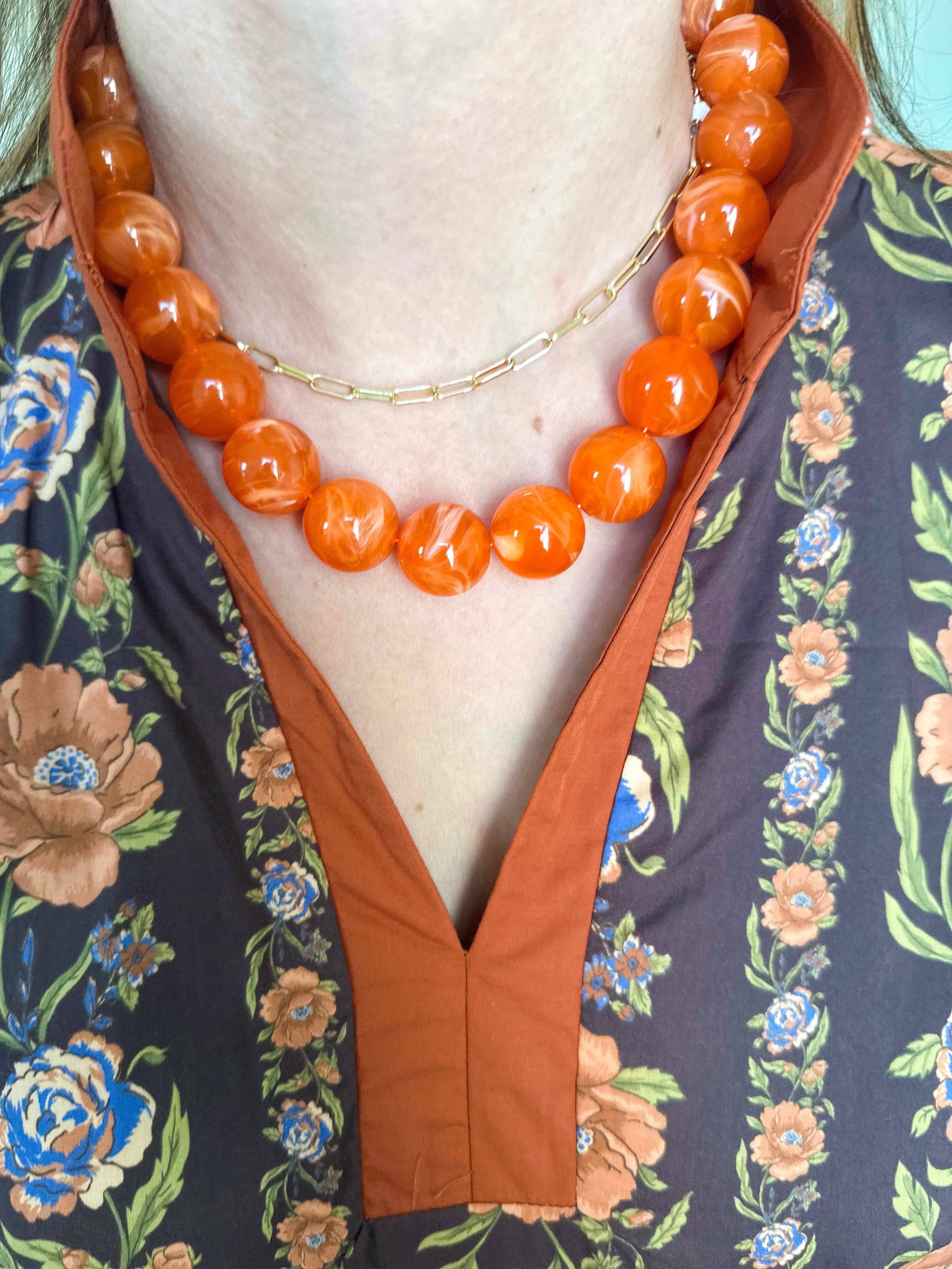 Carter Beaded Necklace - Light Orange-110 Jewelry & Hair-Gemelli-July & June Women's Fashion Boutique Located in San Antonio, Texas