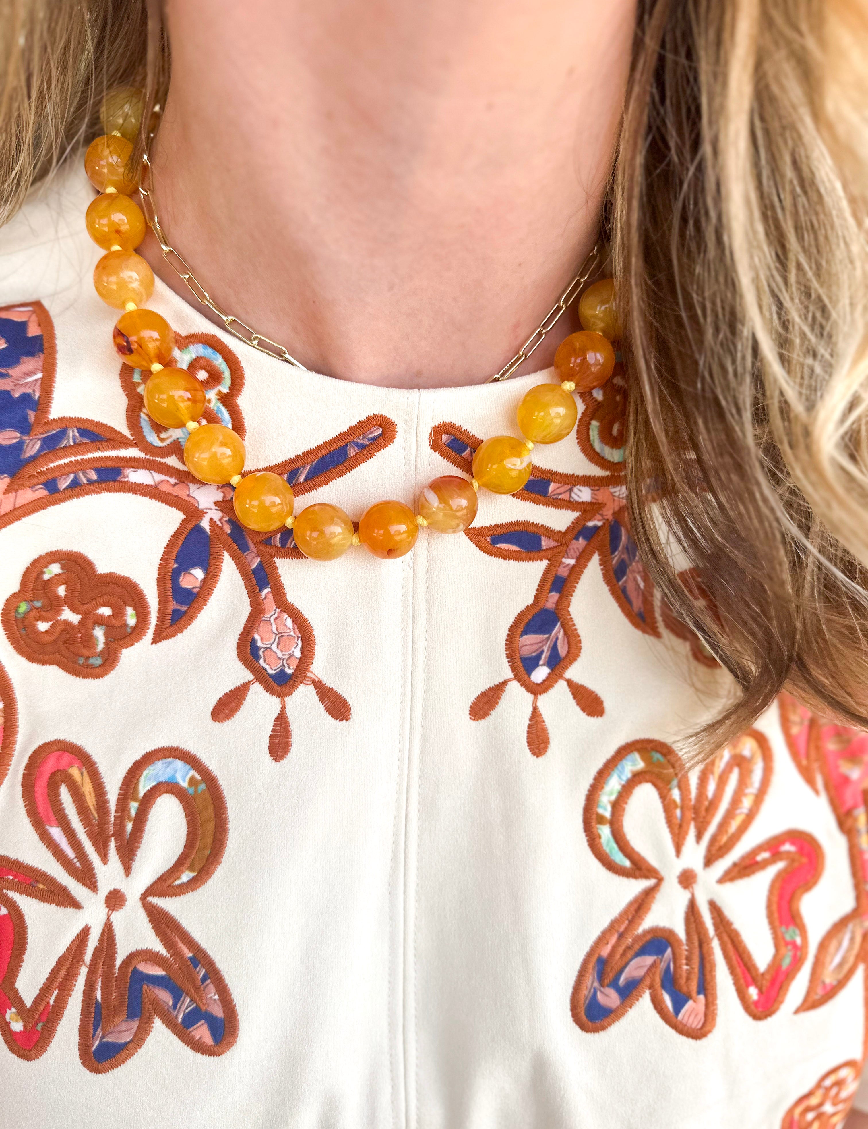 Mabry Beaded Necklace - Golden Yellow-110 Jewelry & Hair-Gemelli-July & June Women's Fashion Boutique Located in San Antonio, Texas