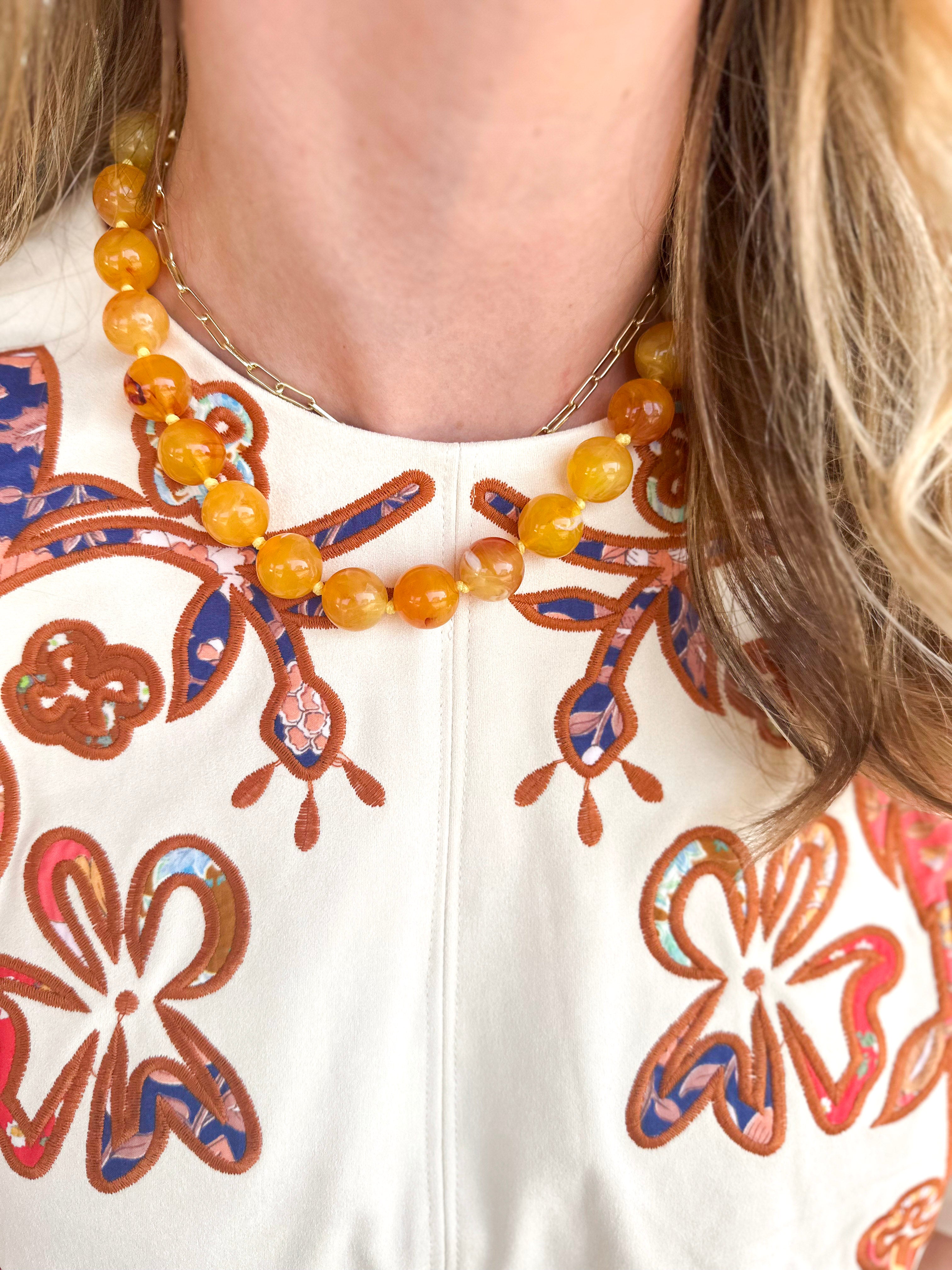 Mabry Beaded Necklace - Golden Yellow-110 Jewelry & Hair-Gemelli-July & June Women's Fashion Boutique Located in San Antonio, Texas