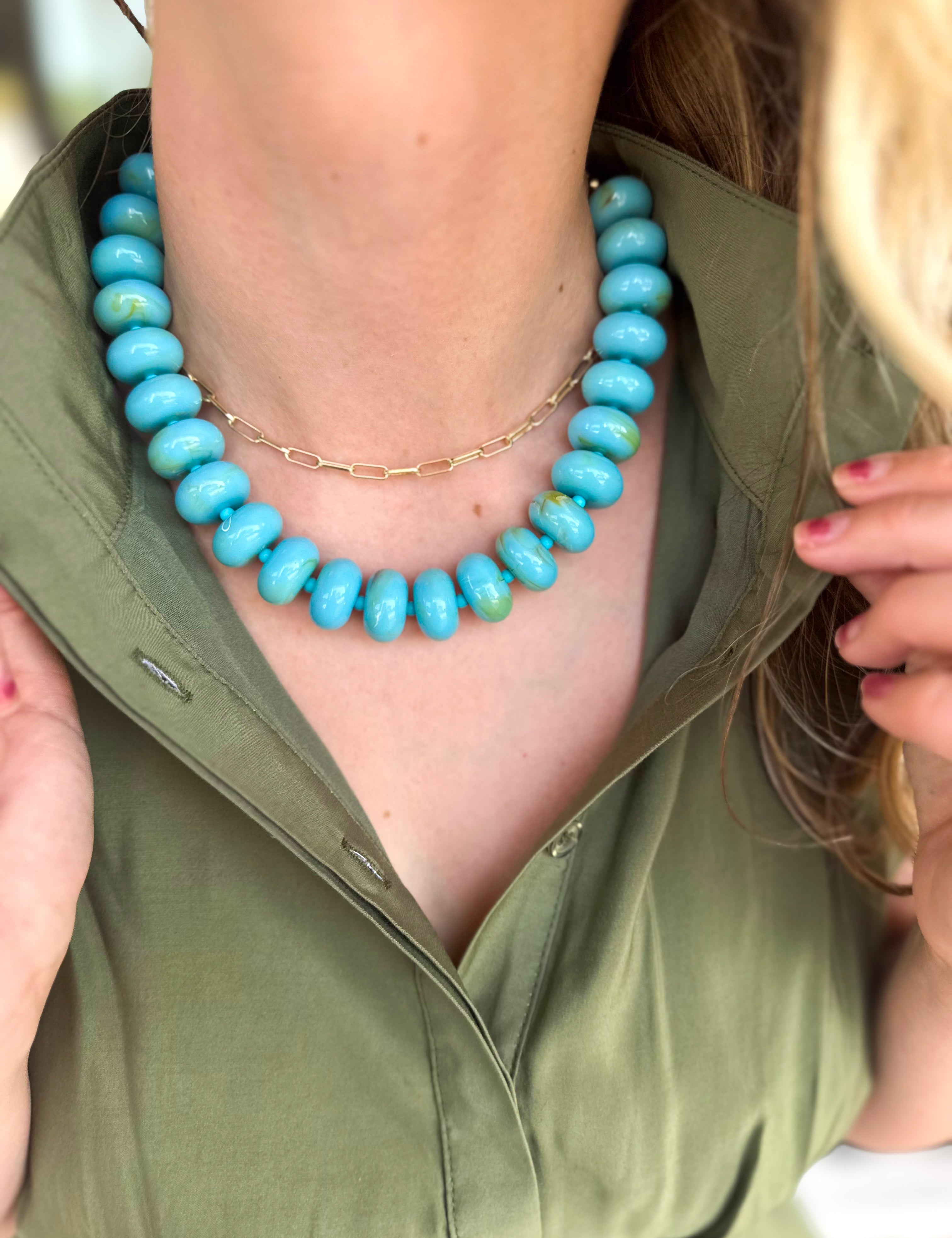 Marlan Beaded Necklace - Turquoise-110 Jewelry & Hair-Gemelli-July & June Women's Fashion Boutique Located in San Antonio, Texas