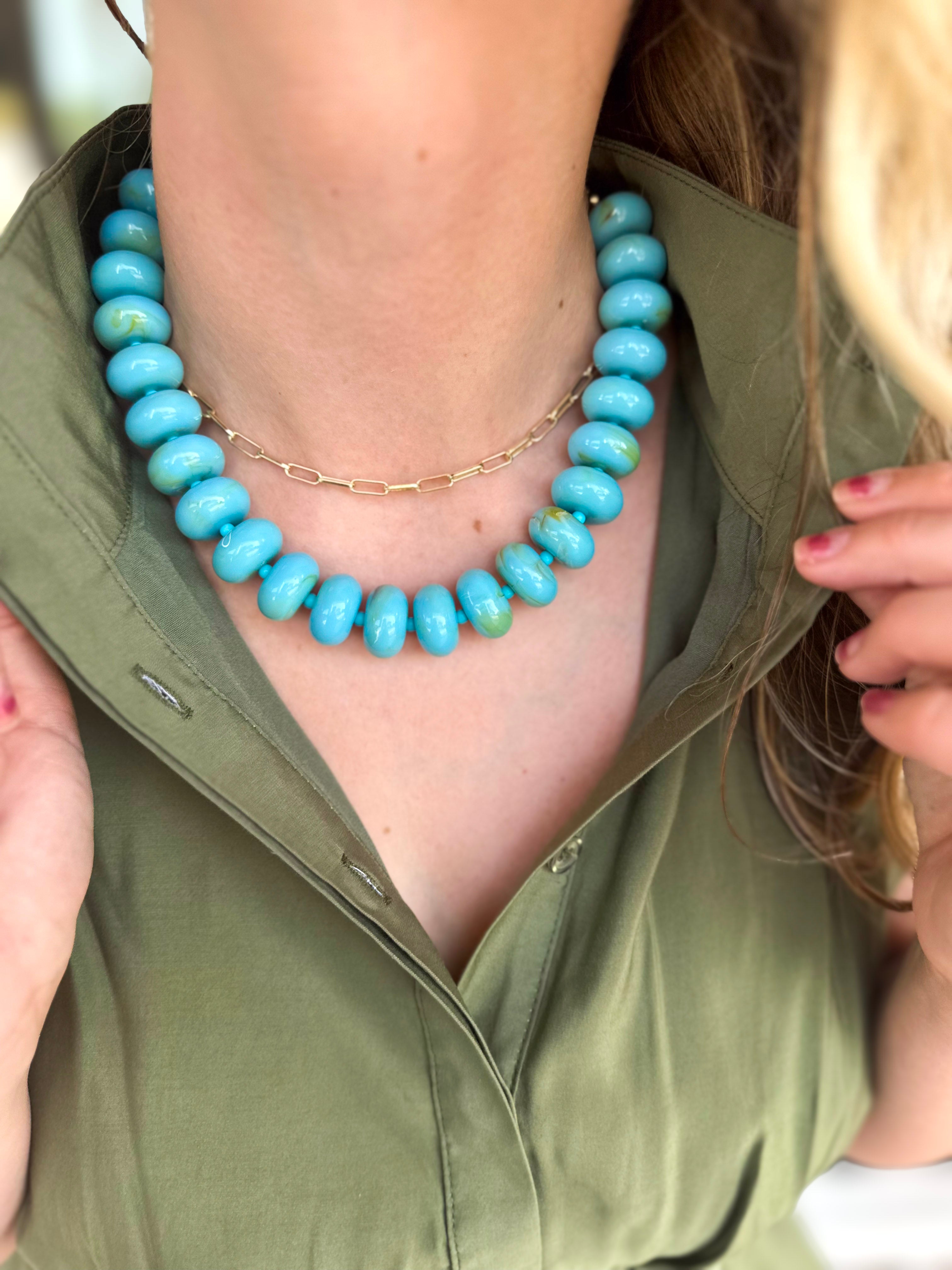 Marlan Beaded Necklace - Turquoise-110 Jewelry & Hair-Gemelli-July & June Women's Fashion Boutique Located in San Antonio, Texas