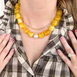 Paula Beaded Necklace - Yellow & Pearl-130 Accessories-Gemelli-July & June Women's Fashion Boutique Located in San Antonio, Texas