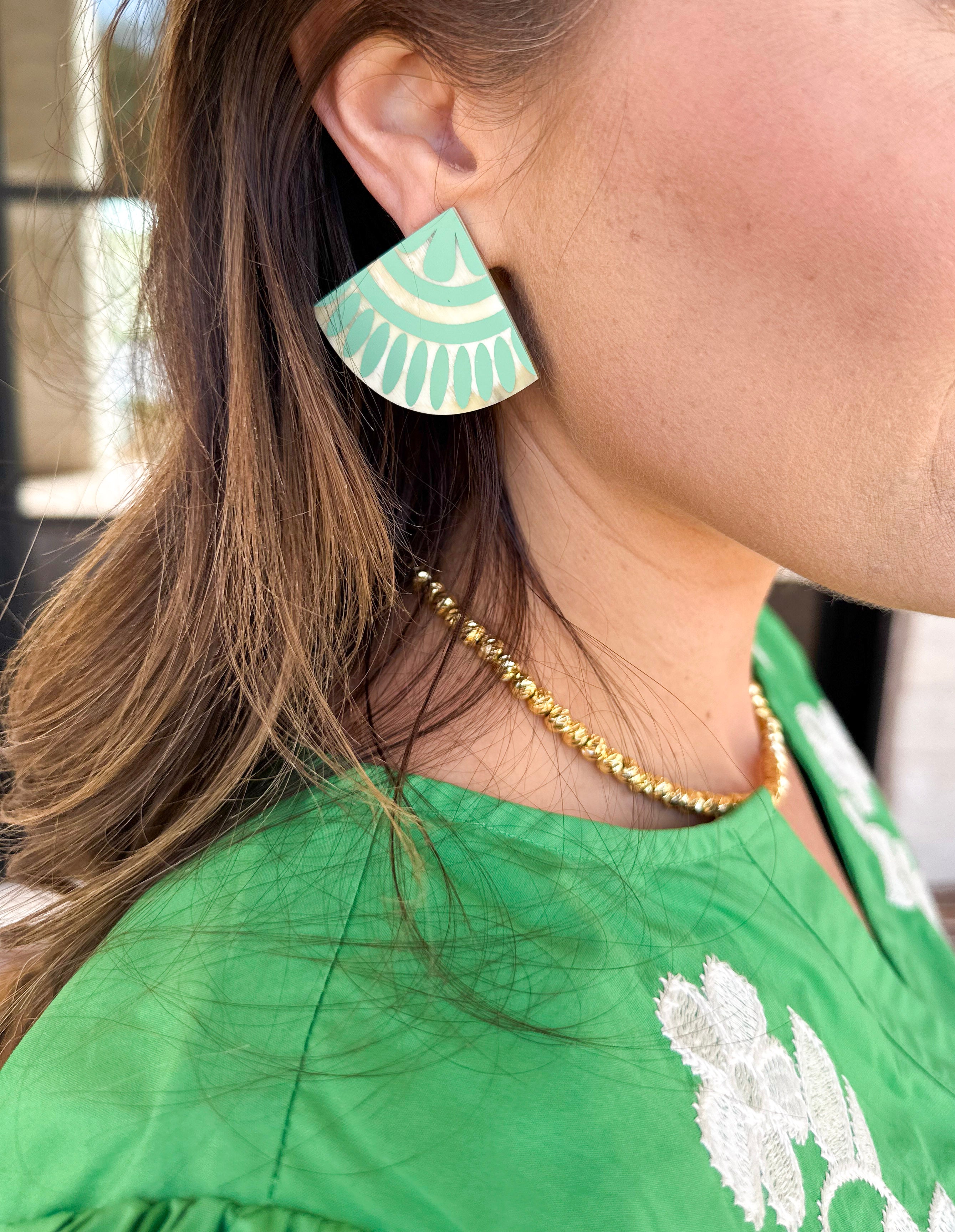 Sunshine Tienda -Seafoam Tile Earrings-110 Jewelry & Hair-Sunshine Tienda-July & June Women's Fashion Boutique Located in San Antonio, Texas