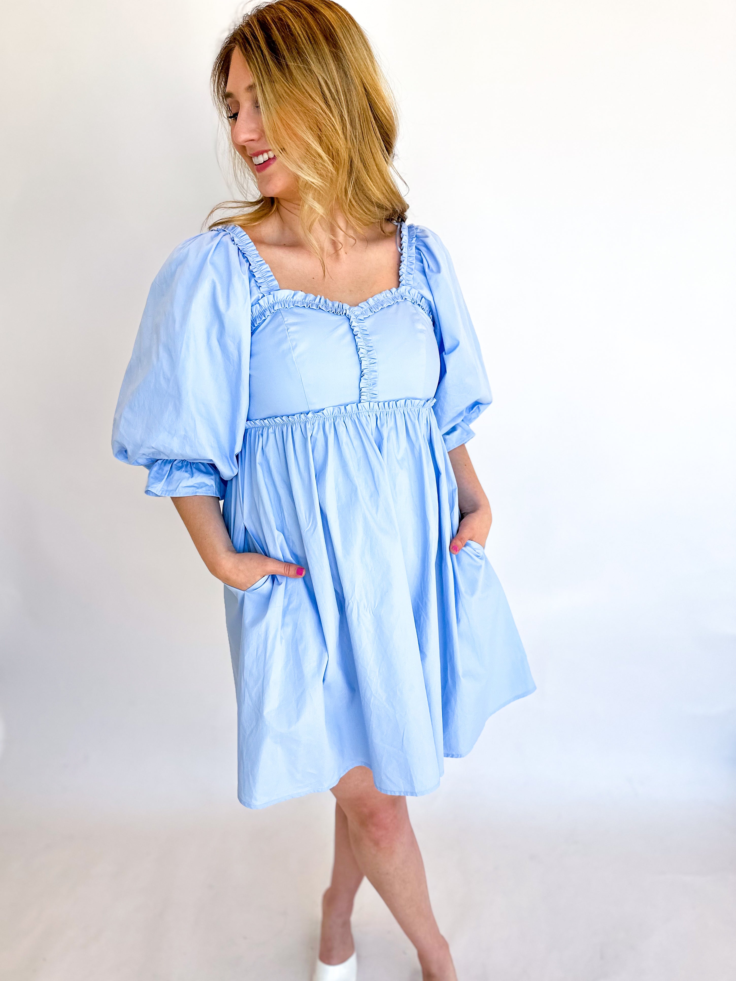 Pastel Blue Mini Dress-510 Mini-FANTASTIC FAWN-July & June Women's Fashion Boutique Located in San Antonio, Texas