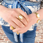 Easton Elle - Single Ring Pearl Cross-110 Jewelry & Hair-Easton Elle-July & June Women's Fashion Boutique Located in San Antonio, Texas