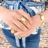 Easton Elle - Single Ring Pearl Cross-110 Jewelry & Hair-Easton Elle-July & June Women's Fashion Boutique Located in San Antonio, Texas