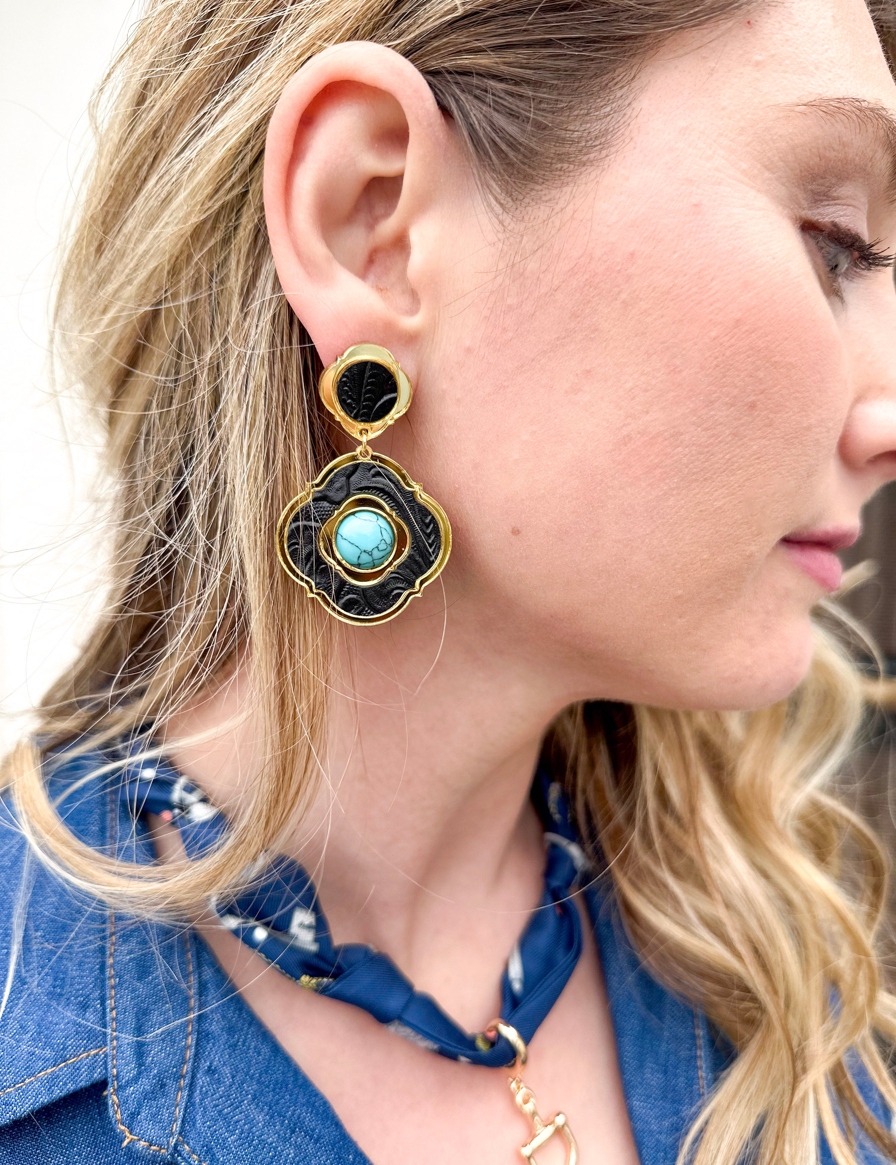 Bohemian Gemme - Eloise Vintage Dangle Earrings - Turquoise-110 Jewelry & Hair-Bohemian Gemme-July & June Women's Fashion Boutique Located in San Antonio, Texas