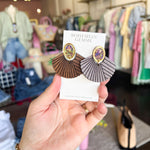 Bohemian Gemme - Bridget Wood Fan Earrings-110 Jewelry & Hair-Bohemian Gemme-July & June Women's Fashion Boutique Located in San Antonio, Texas