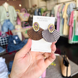 Bohemian Gemme - Bridget Wood Fan Earrings-110 Jewelry & Hair-Bohemian Gemme-July & June Women's Fashion Boutique Located in San Antonio, Texas