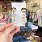 Bohemian Gemme - Seashell Pearl Drop Earrings-110 Jewelry & Hair-Bohemian Gemme-July & June Women's Fashion Boutique Located in San Antonio, Texas