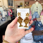 Bohemian Gemme - Golden Fish Dangle Earrings-110 Jewelry & Hair-Bohemian Gemme-July & June Women's Fashion Boutique Located in San Antonio, Texas