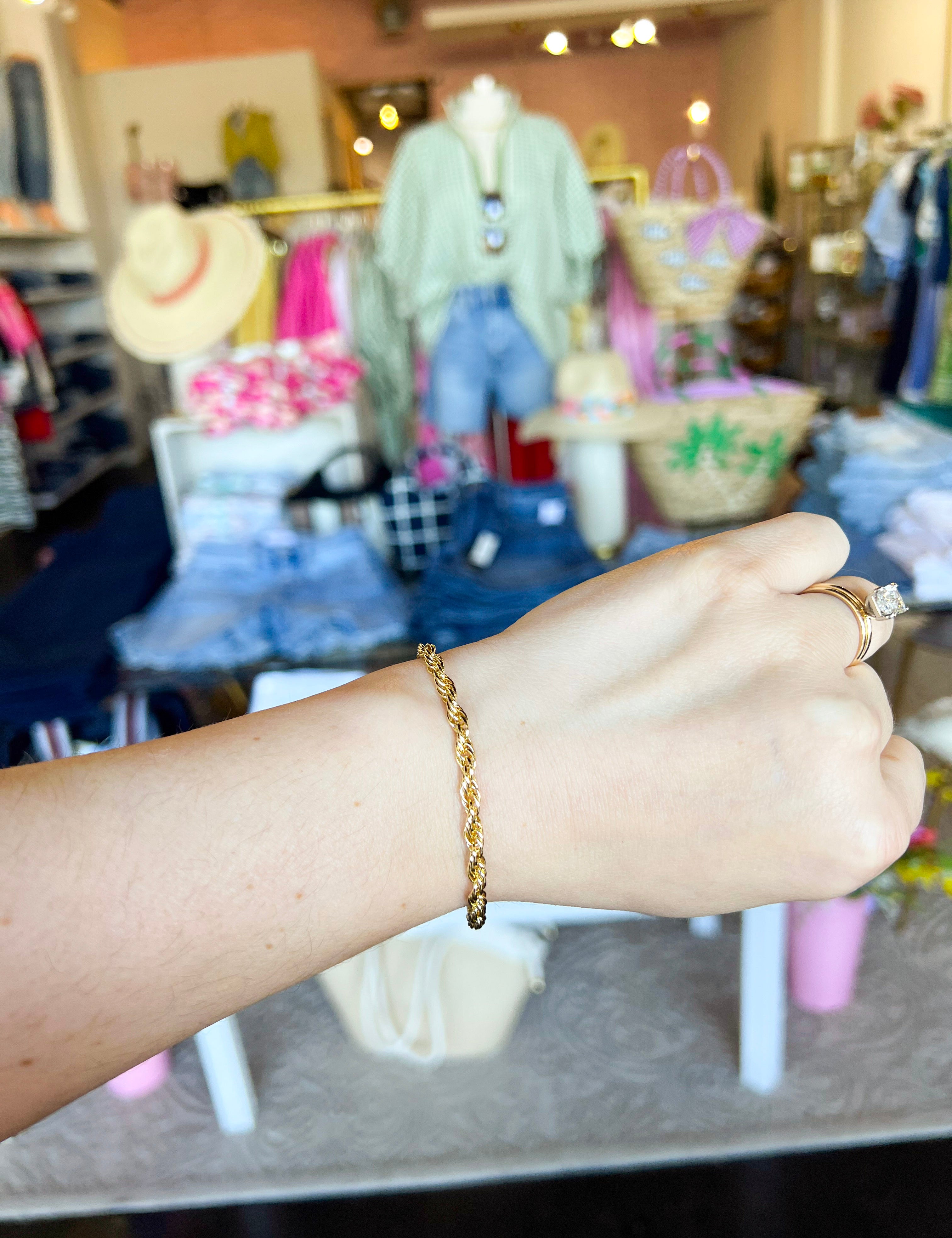Natalie Wood - Braided Chain Bracelet - Gold-110 Jewelry & Hair-Natalie Wood-July & June Women's Fashion Boutique Located in San Antonio, Texas