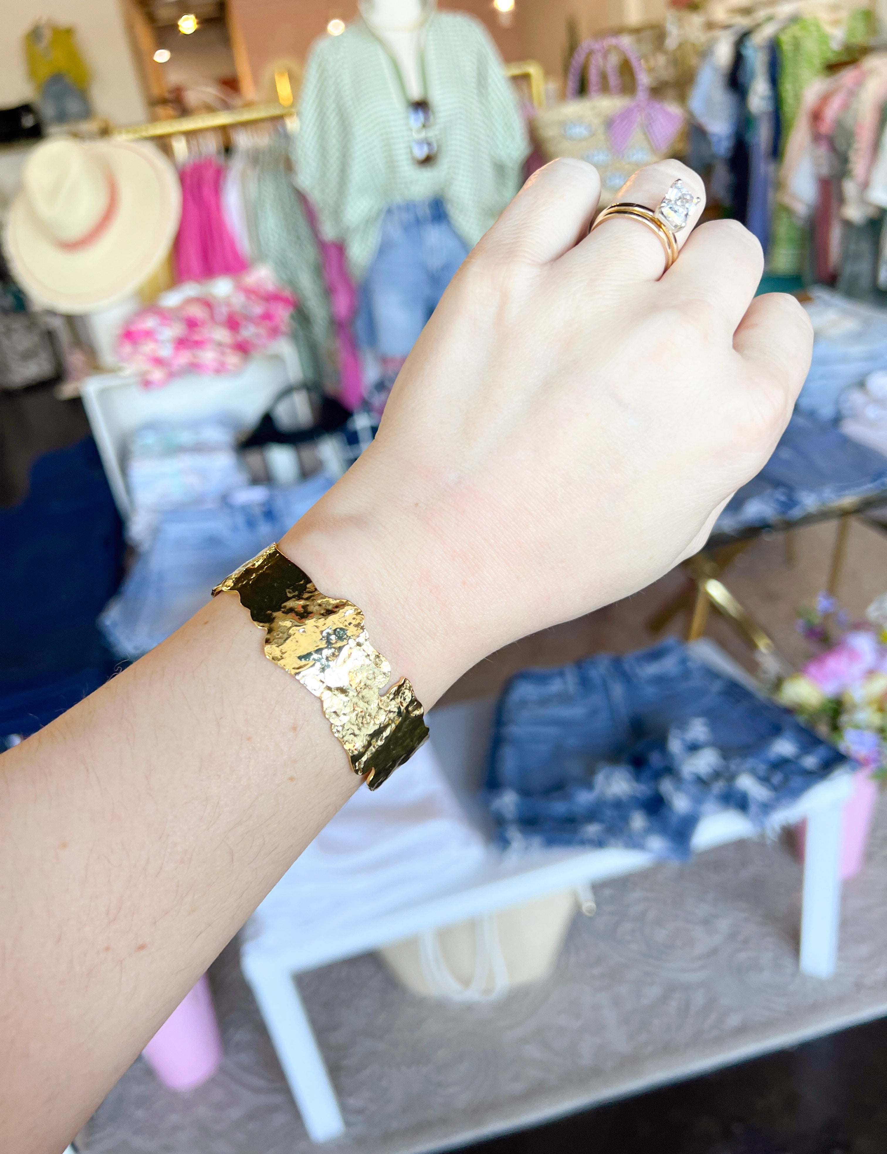 Easton Elle - Plated Cuff - Thick-110 Jewelry & Hair-Easton Elle-July & June Women's Fashion Boutique Located in San Antonio, Texas