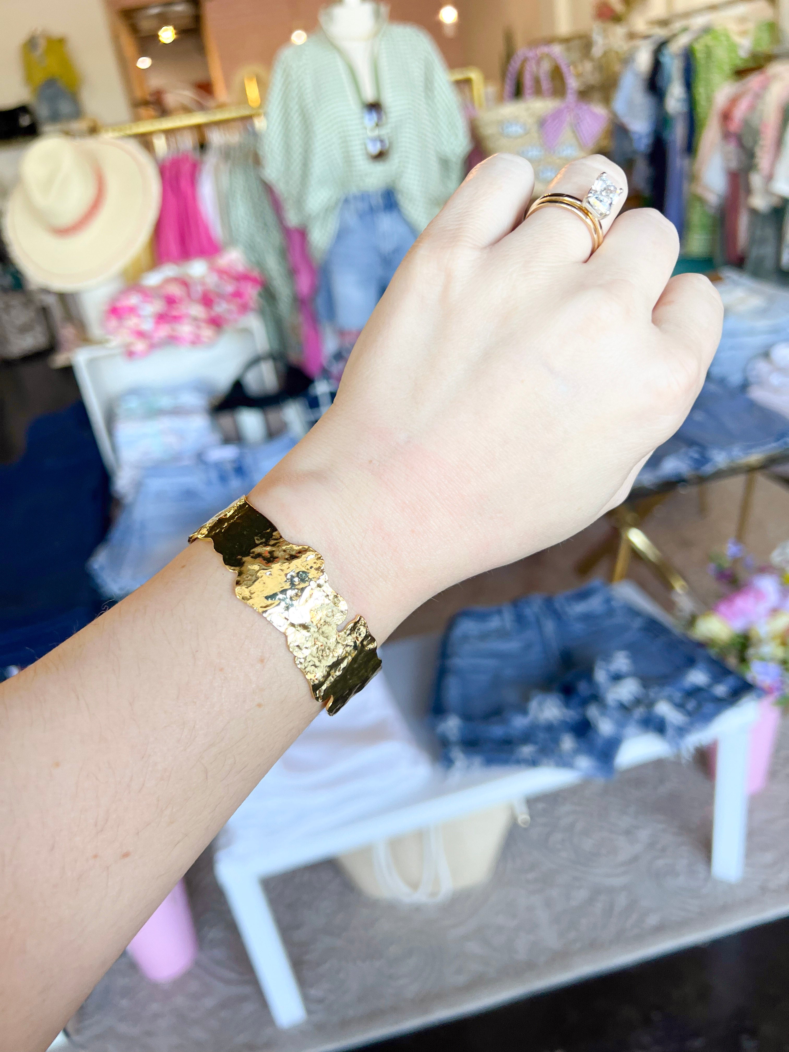 Easton Elle - Plated Cuff - Thick-110 Jewelry & Hair-Easton Elle-July & June Women's Fashion Boutique Located in San Antonio, Texas