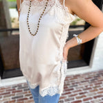 Date Night Lace Cami - Almond-200 Fashion Blouses-ENTRO-July & June Women's Fashion Boutique Located in San Antonio, Texas