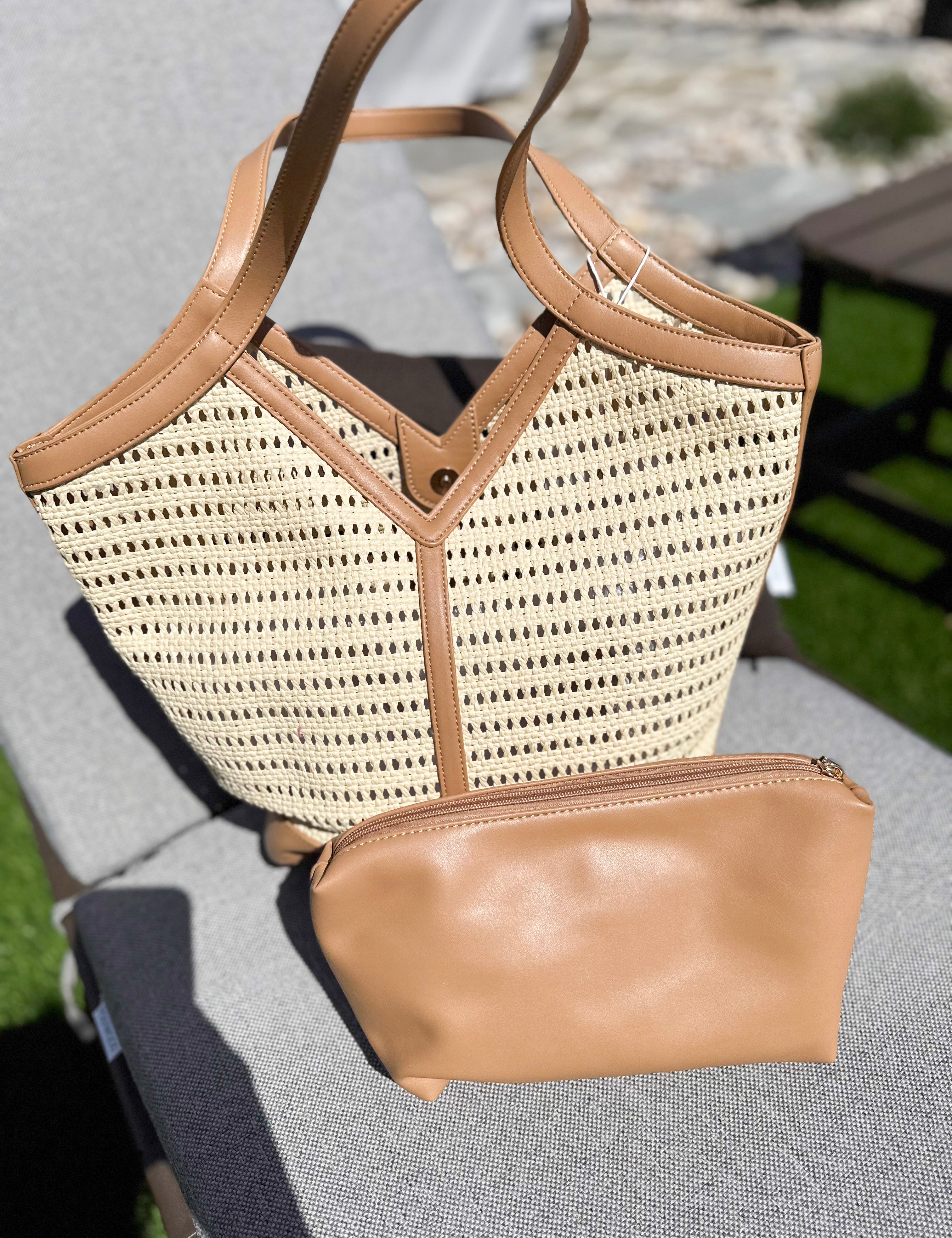 The Tosca Tote Bag - Tan-130 ACCESSORIES-SHIRALEAH-July & June Women's Fashion Boutique Located in San Antonio, Texas
