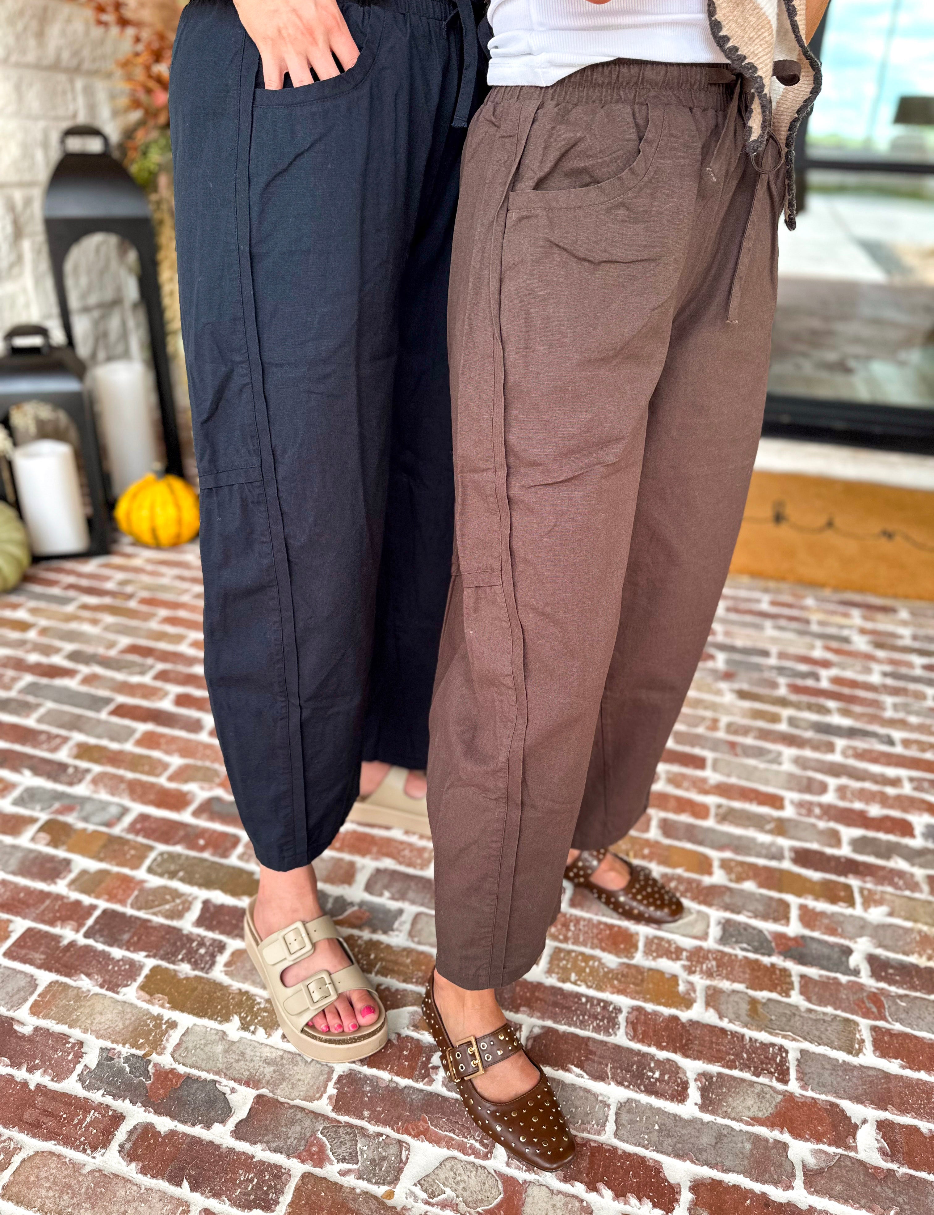 Cotton Barrel Utility Pant - Coffee Bean-400 Pants-MONO B-July & June Women's Fashion Boutique Located in San Antonio, Texas