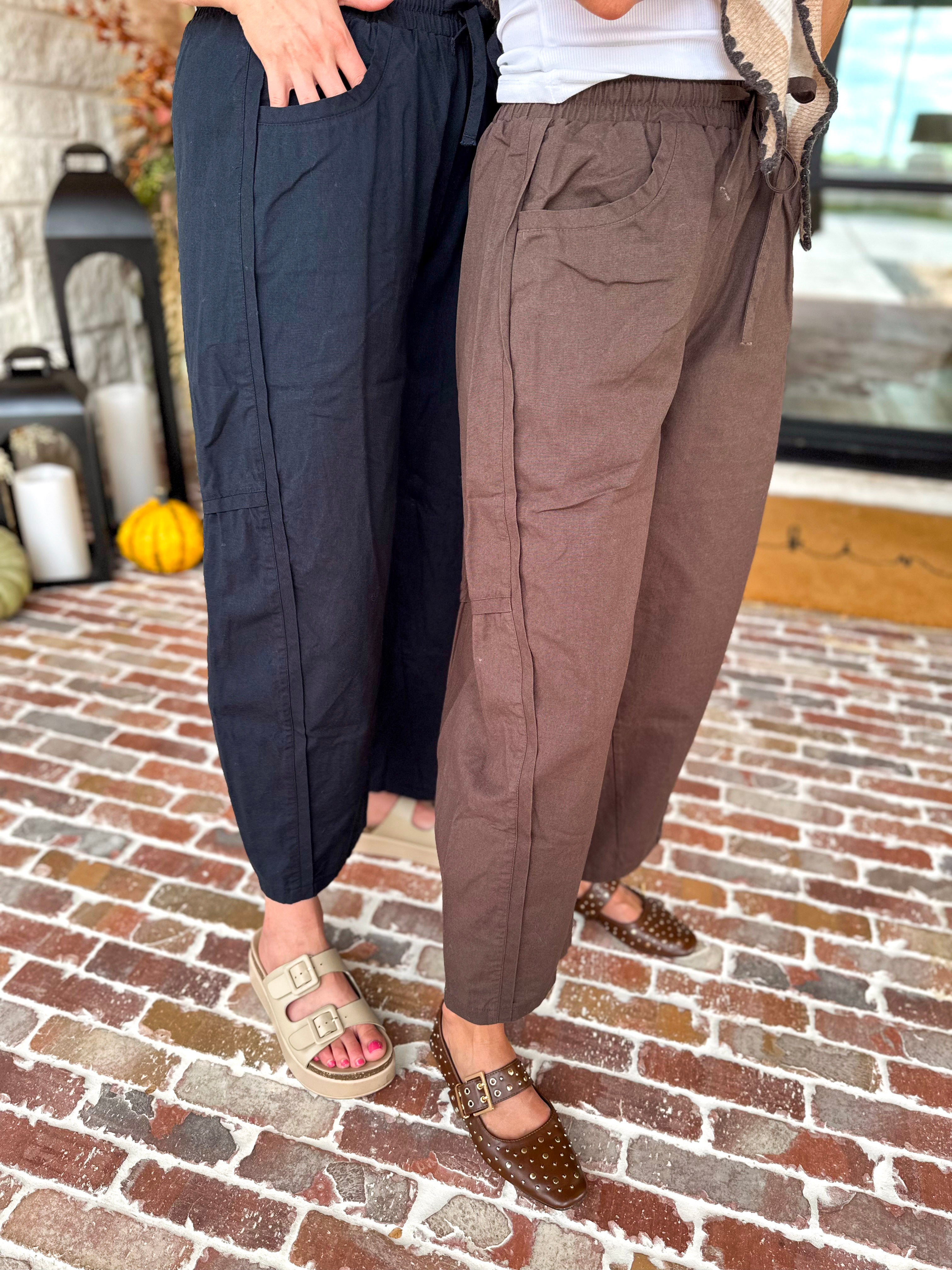 Cotton Barrel Utility Pant - Coffee Bean-400 Pants-MONO B-July & June Women's Fashion Boutique Located in San Antonio, Texas