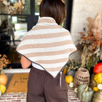 Oatmeal & Brown Triangle Scarf-130 Accessories-SHIRALEAH-July & June Women's Fashion Boutique Located in San Antonio, Texas