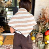 Oatmeal & Brown Triangle Scarf-130 Accessories-SHIRALEAH-July & June Women's Fashion Boutique Located in San Antonio, Texas