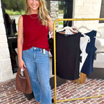 Liverpool - Classic Boatneck Knit Tank - Navy-210 Casual Blouses-LIVERPOOL JEANS COMPANY-July & June Women's Fashion Boutique Located in San Antonio, Texas