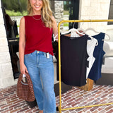 Liverpool - Classic Boatneck Knit Tank - Navy-210 Casual Blouses-LIVERPOOL JEANS COMPANY-July & June Women's Fashion Boutique Located in San Antonio, Texas