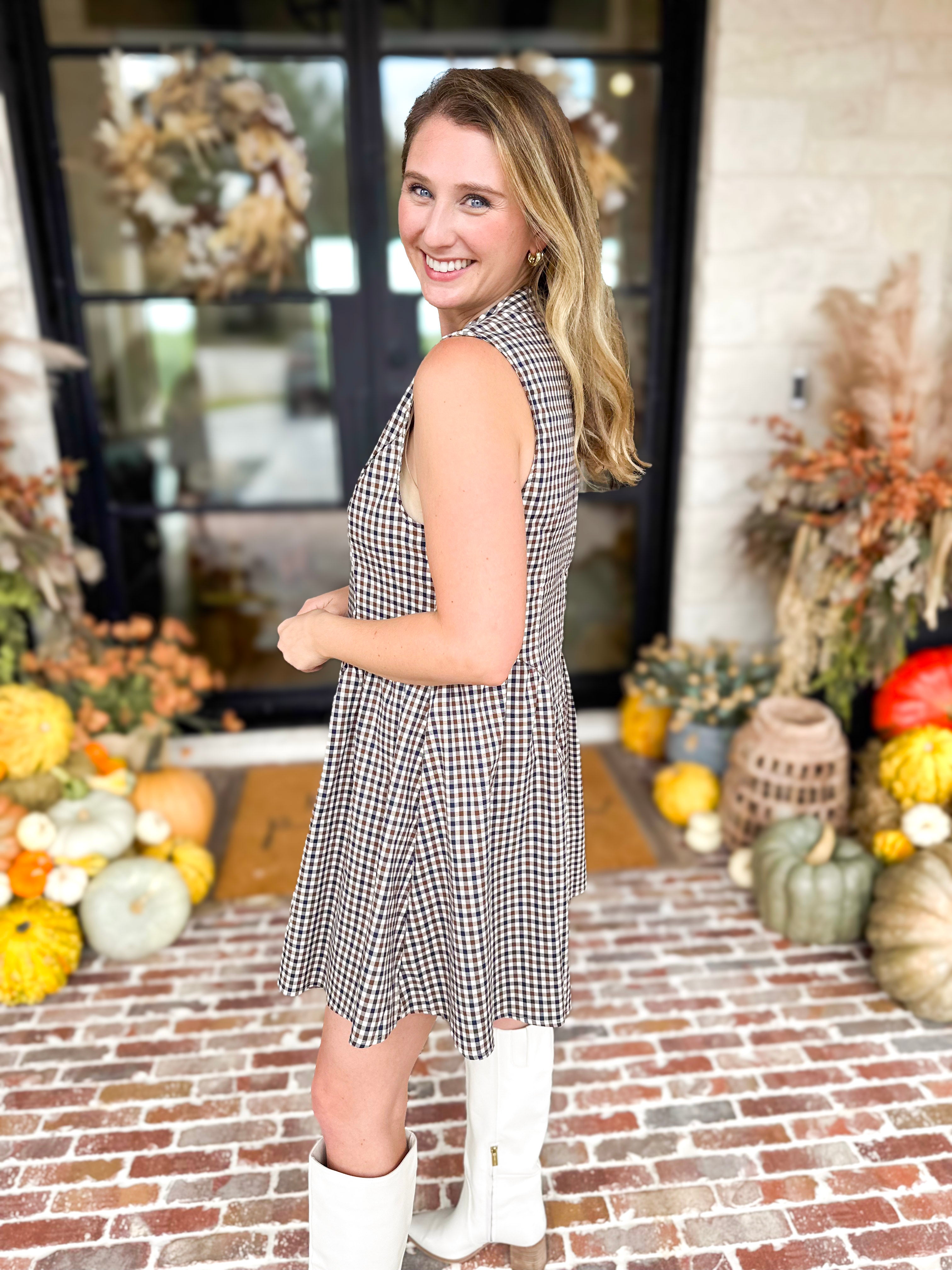 THML - Downtown Gingham Mini Dress-510 Mini-THML-July & June Women's Fashion Boutique Located in San Antonio, Texas