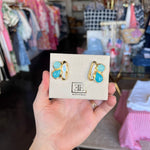 Easton Elle - Arch Stud Earrings - Aquamarine & White-110 Jewelry & Hair-Easton Elle-July & June Women's Fashion Boutique Located in San Antonio, Texas