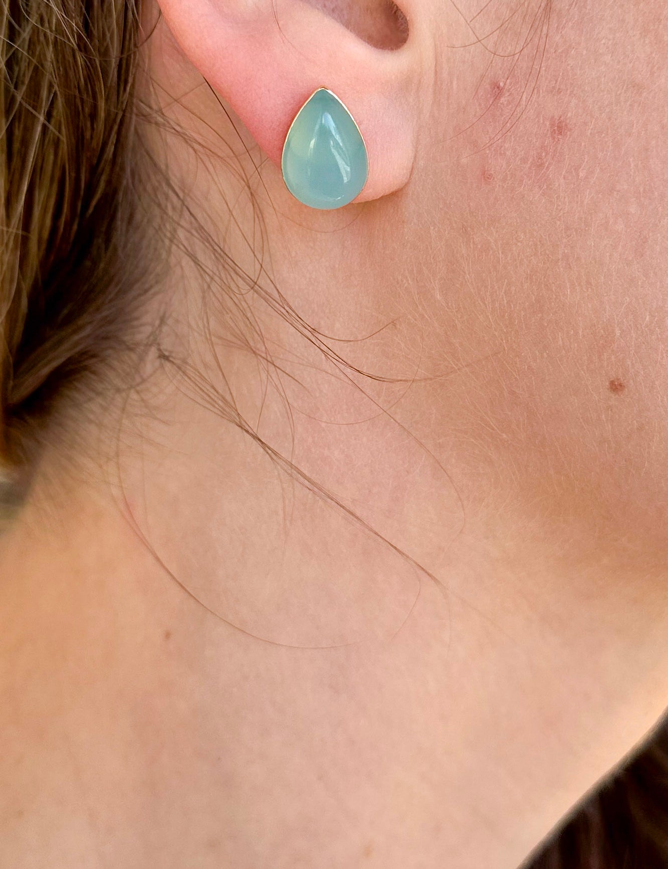 Easton Elle - Tear Drop Stud Earrings - Aquamarine-110 Jewelry & Hair-Easton Elle-July & June Women's Fashion Boutique Located in San Antonio, Texas
