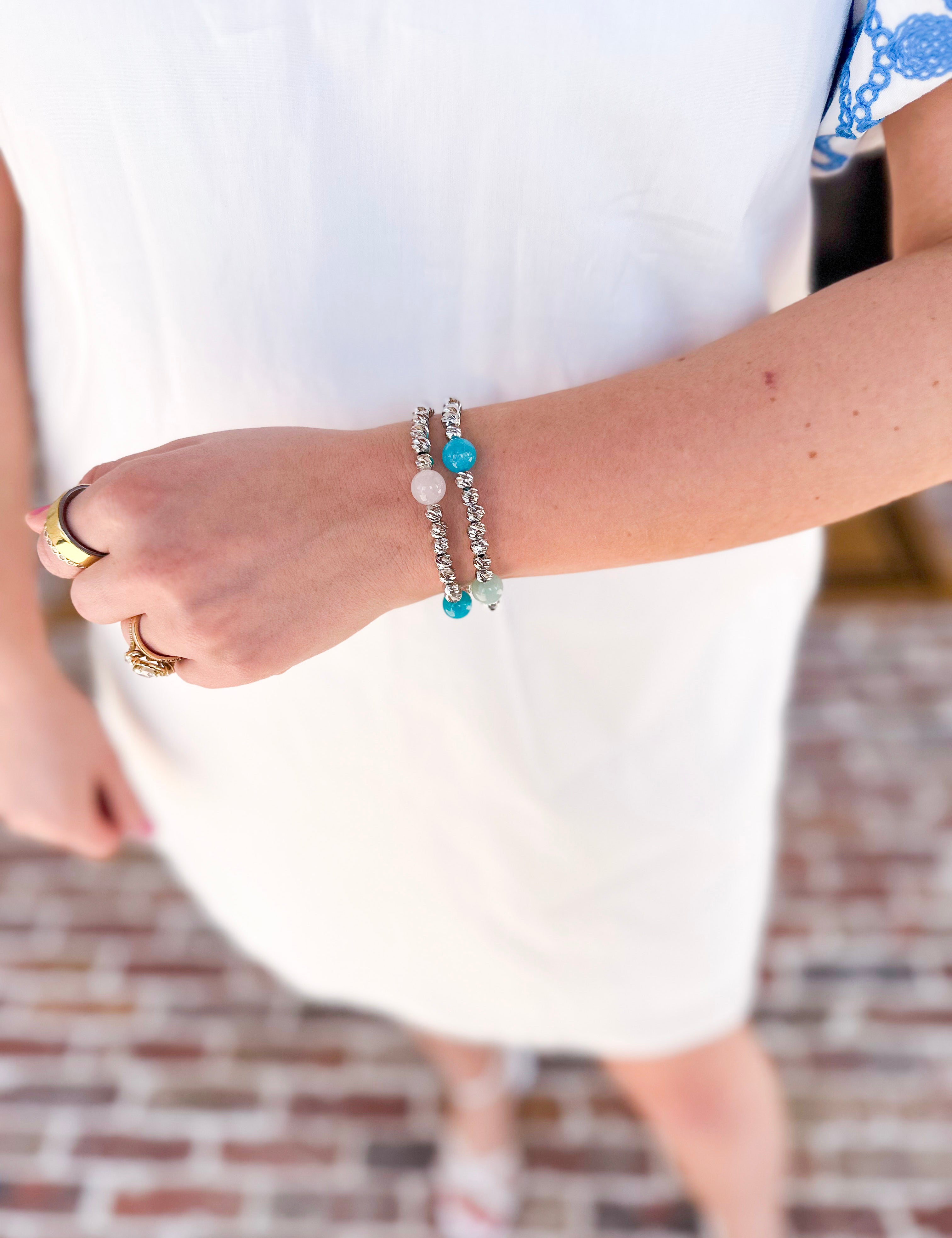 Easton Elle - Beam Multi Stone Bracelet - Silver-110 Jewelry & Hair-Easton Elle-July & June Women's Fashion Boutique Located in San Antonio, Texas