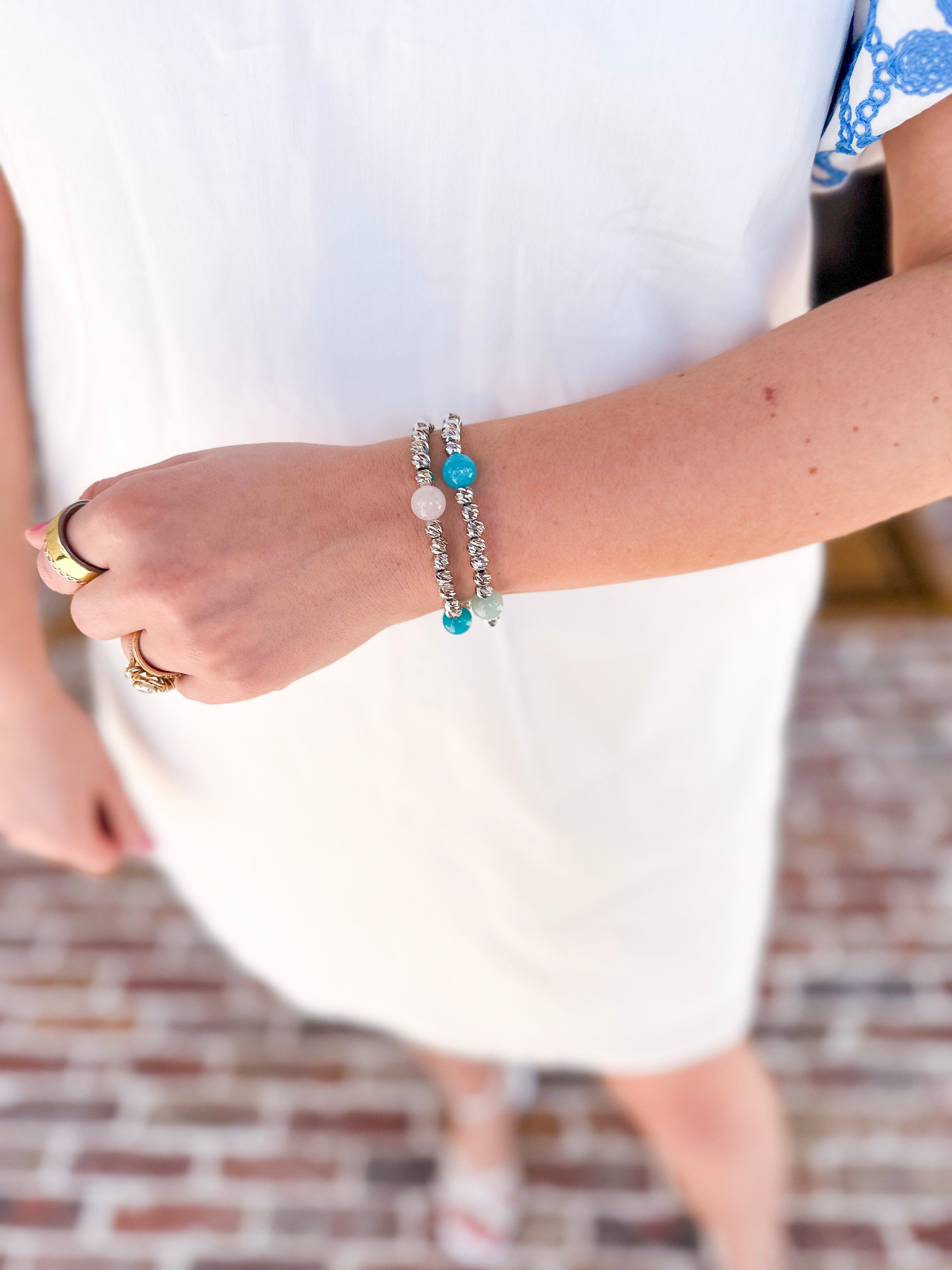 Easton Elle - Beam Multi Stone Bracelet - Silver-110 Jewelry & Hair-Easton Elle-July & June Women's Fashion Boutique Located in San Antonio, Texas