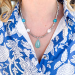 Easton Elle - Beam Multi Stone Necklace w/ Pendant - Silver-110 Jewelry & Hair-Easton Elle-July & June Women's Fashion Boutique Located in San Antonio, Texas