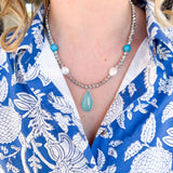 Easton Elle - Beam Multi Stone Necklace w/ Pendant - Silver-110 Jewelry & Hair-Easton Elle-July & June Women's Fashion Boutique Located in San Antonio, Texas