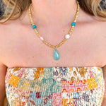 Easton Elle - Beam Multi Stone Necklace w/ Pendant - Gold-110 Jewelry & Hair-Easton Elle-July & June Women's Fashion Boutique Located in San Antonio, Texas